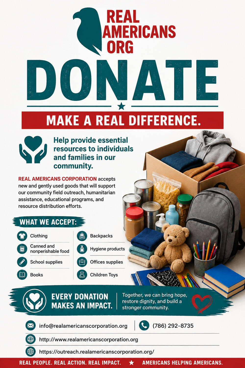 REAL AMERICANS CORPORATION DONATE FLYER REAL AMERICANS CORPORATION DONATE FLYER